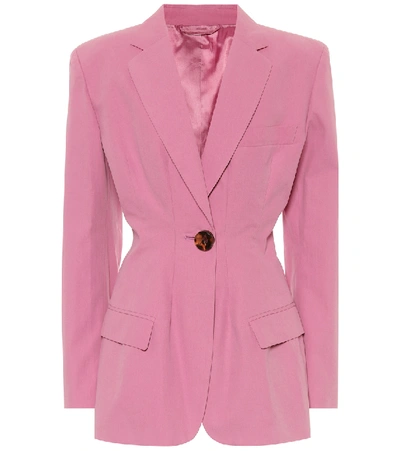 Shop Attico Donna Cotton Blazer In Pink