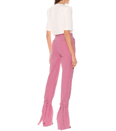 Shop Attico Donna High-rise Cotton Pants In Pink