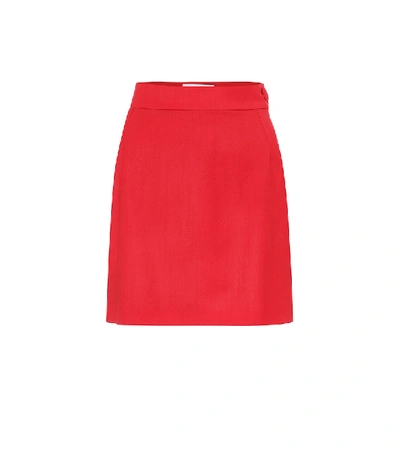 Shop Attico Stretch-wool Miniskirt In Red