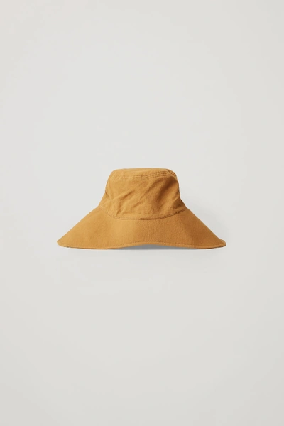 Shop Cos Organic Cotton Asymmetric Sun Hat In Yellow