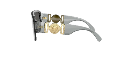 Versace Ve4391 Transparent Grey Sunglasses In Light Grey Mirror Silver