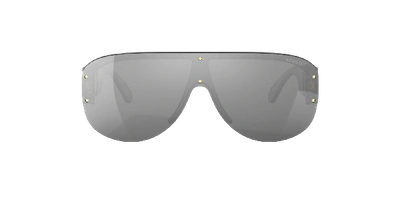 Shop Versace Man Sunglass Ve4391 In Light Grey Mirror Silver