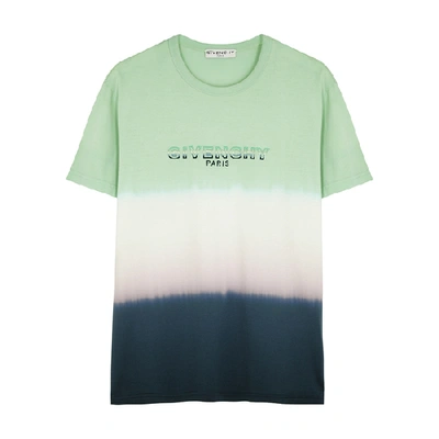 Shop Givenchy Tie-dyed Logo Cotton T-shirt In Blue