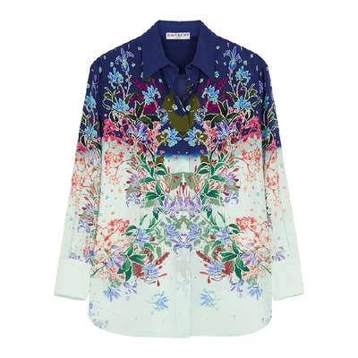 Shop Givenchy Printed Silk Crepe De Chine Shirt In Blue