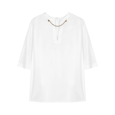 Shop Givenchy White Chain-embellished Cotton Top