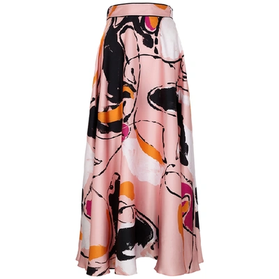 Shop Roksanda Colvin Printed Silk Midi Skirt In Multicoloured