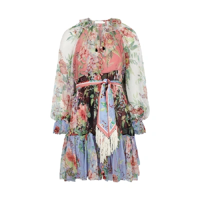 Shop Zimmermann Bellitude Spliced Floral-print Silk Dress In Multicoloured