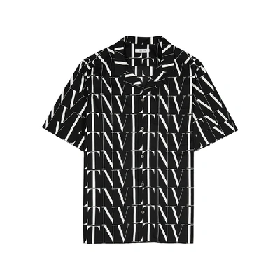 Shop Valentino Vltn Times Printed Cotton Shirt In Black