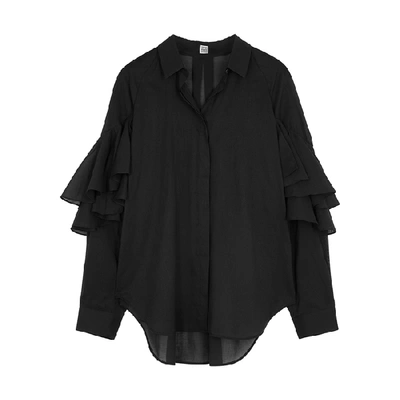 Shop Totême Locarno Black Ruffle-trimmed Cotton Shirt