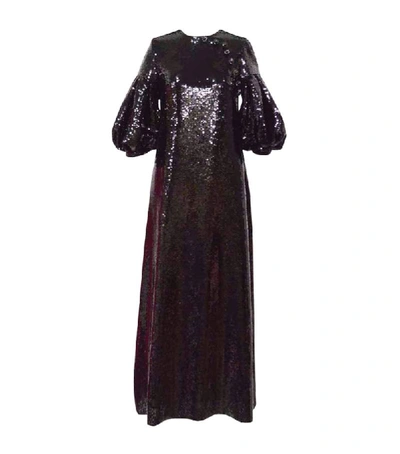 Shop Huishan Zhang Celine Puff-sleeved Sequin Dress