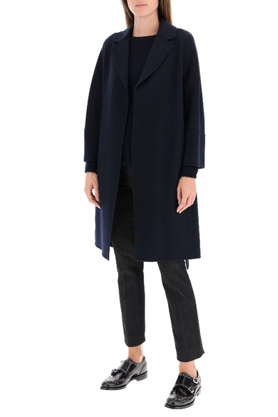 Shop Max Mara Arona Wool Coat In Blue