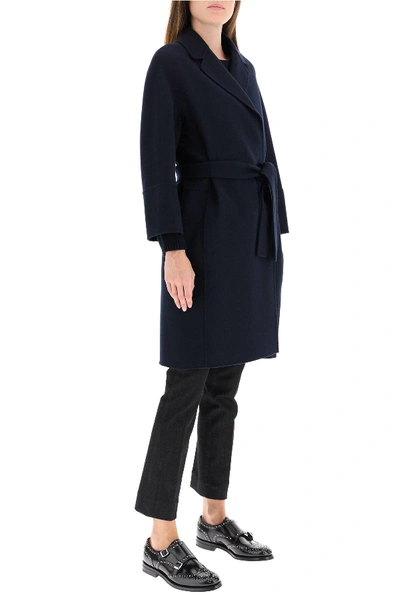 Shop Max Mara Arona Wool Coat In Blue