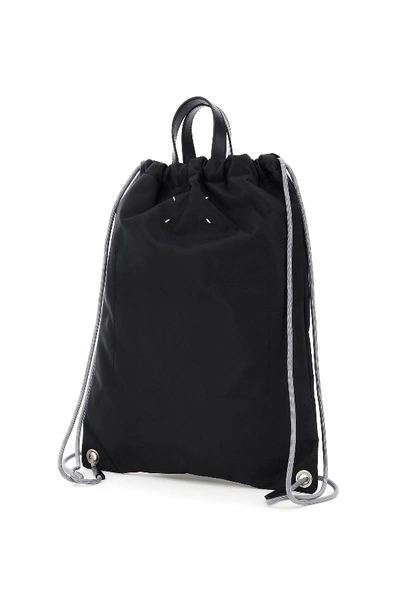 Shop Maison Margiela Tote Bag Backpack With Logo Embroidery In Black,grey