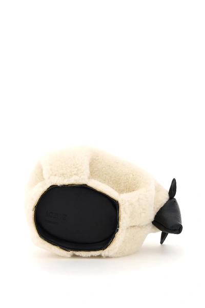 Shop Loewe Shearling Sheep Mini Bag In White,black
