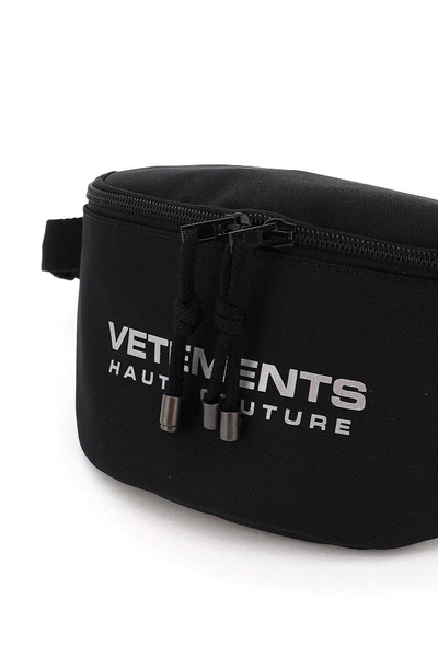 Shop Vetements Beltpack With Reflective Logo In Black