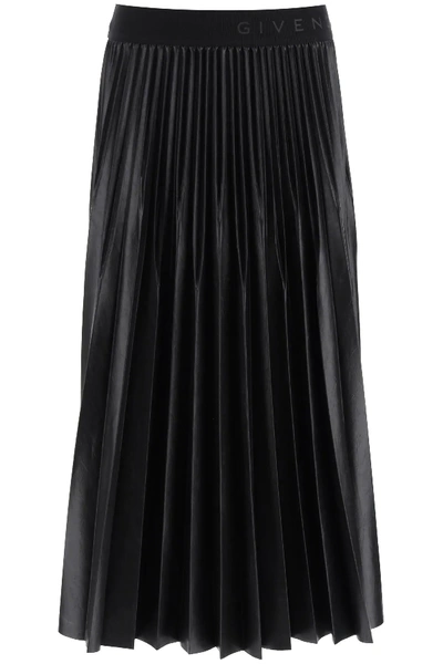 Shop Givenchy Pleated Midi Skirt In Black