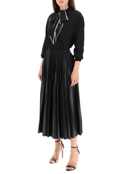 Shop Givenchy Pleated Midi Skirt In Black