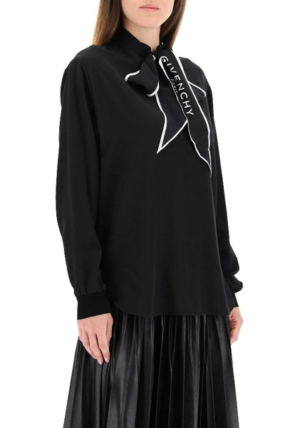 Shop Givenchy Lavalliere Blouse In Black,white