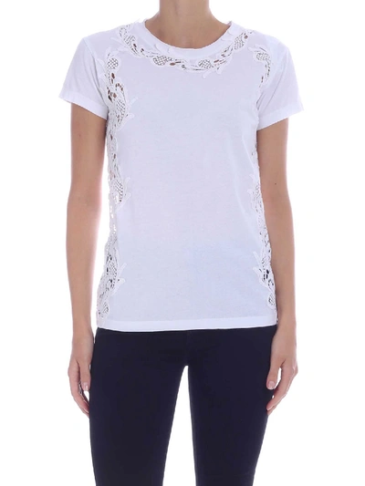 Shop P.a.r.o.s.h. T-shirt With Tone-on-tone Lace In White