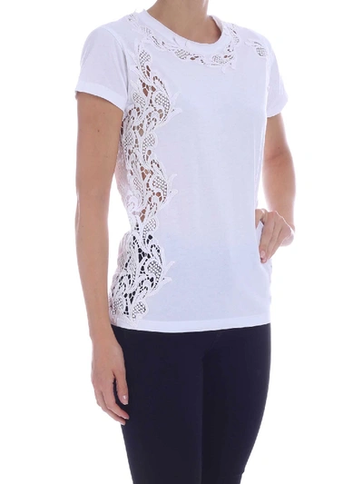 Shop P.a.r.o.s.h T-shirt With Tone-on-tone Lace In White