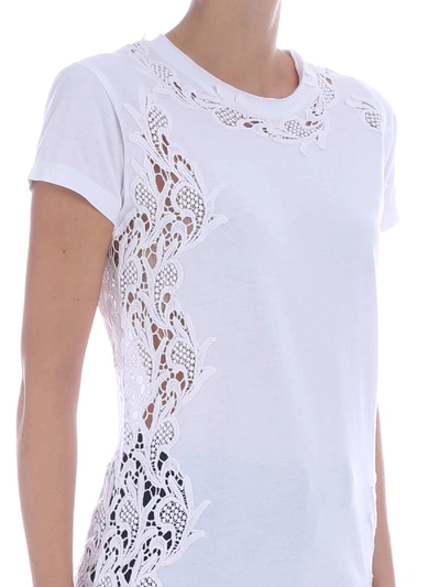 Shop P.a.r.o.s.h T-shirt With Tone-on-tone Lace In White