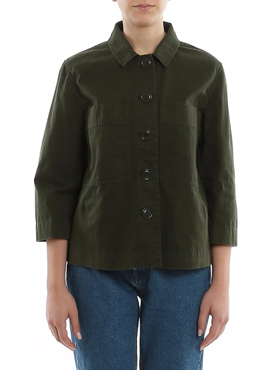 Shop Aspesi Shirt-style Cotton Drill Shirt In Green