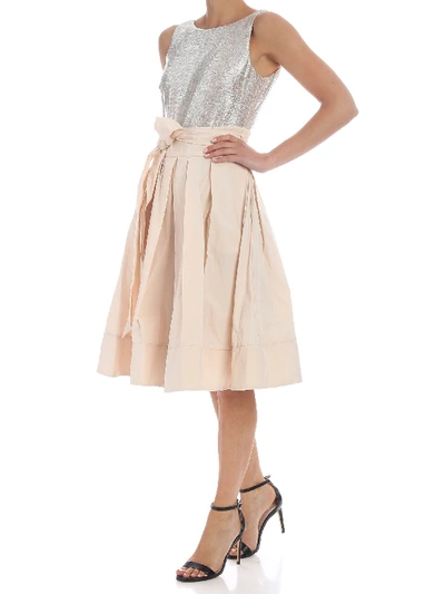 Shop Polo Ralph Lauren Laminated Bodice Dress In Cream Color