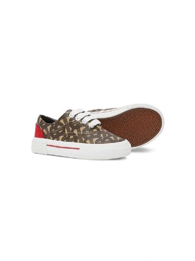 Shop Burberry Monogram Print E-canvas Sneakers In Brown