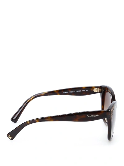 Shop Valentino Tortoiseshell Brown Sunglasses