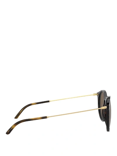 Shop Giorgio Armani Tortoiseshell Pantos Sunglasses In Brown