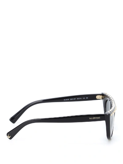 Shop Valentino Stud Embellished Black Sunglasses