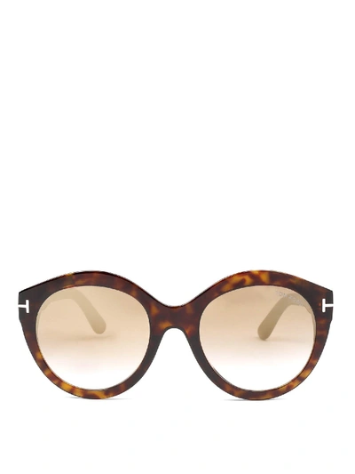 Shop Tom Ford Rosanna Sunglasses In Brown