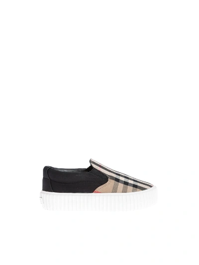 Shop Burberry Vintage Check Cotton Slip On In Beige