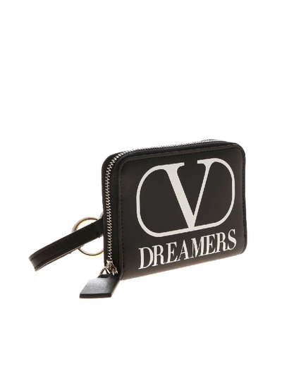 Shop Valentino Vlogo Dreamers Black Wallet With Shoulder Strap