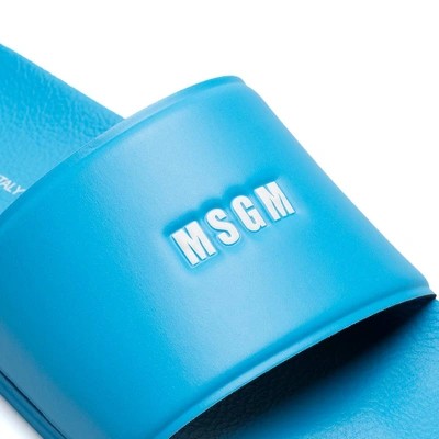 Shop Msgm Light Blue Slides Logo