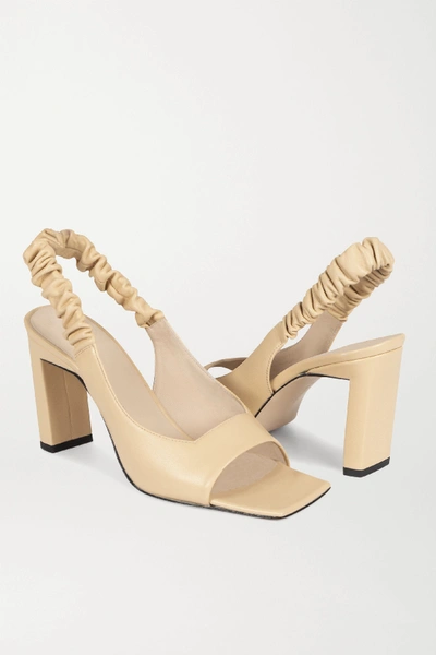 Shop Wandler Isa Leather Slingback Mules In Beige