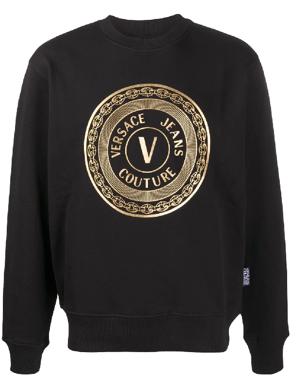 Versace Jeans Couture Logo Front Print Sweatshirt In Ek42 Black | ModeSens