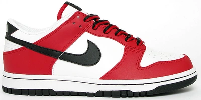 Pre-owned Nike Dunk Low White Black Red (gs) In White/black-varsity Red