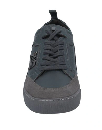 Shop Cavalli Class Man Sneakers Lead Size 5 Soft Leather In Grey