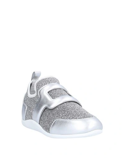Shop Roger Vivier Woman Sneakers Silver Size 4.5 Soft Leather, Textile Fibers