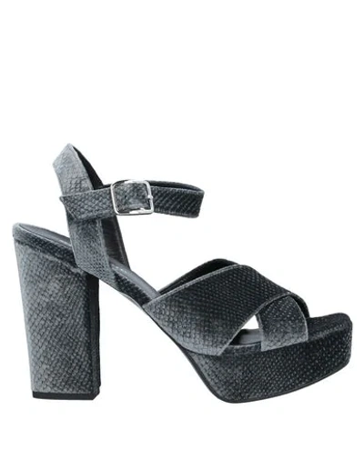 Shop Ottod'ame Woman Sandals Grey Size 7 Textile Fibers