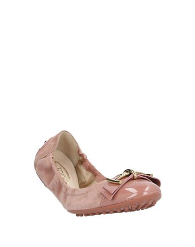 Shop Tod's Woman Ballet Flats Pastel Pink Size 6.5 Leather