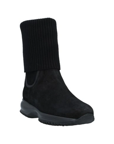 Shop Hogan Woman Ankle Boots Black Size 4 Soft Leather, Textile Fibers