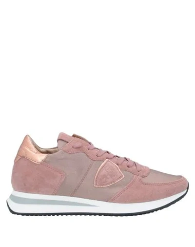 Shop Philippe Model Woman Sneakers Pink Size 6 Soft Leather, Textile Fibers
