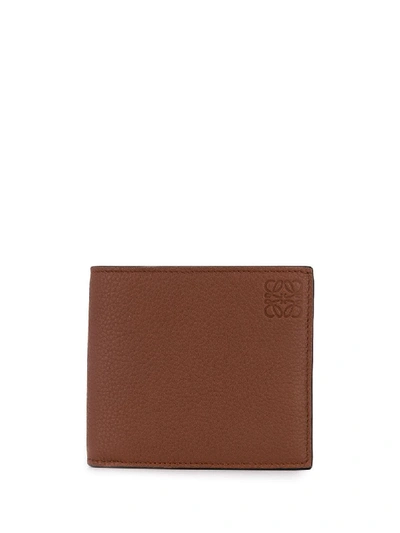 Shop Loewe Foldover Leather Wallet In Brown