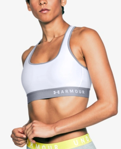 Shop Under Armour Women's Armour Mid Crossback Sports Bra In Beta / Black / Beta