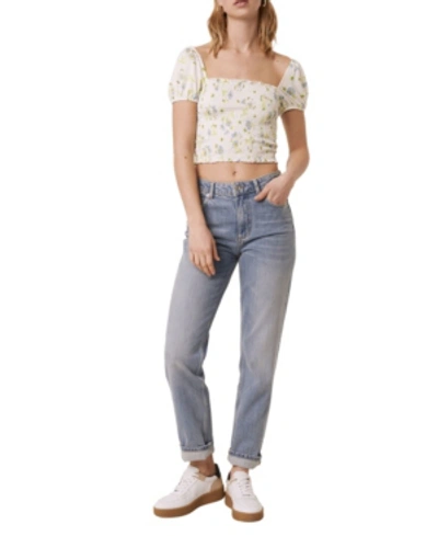 Shop French Connection Shanti Meadow Jersey Crop Top In Off White