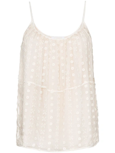 Shop Chloé Embroidered-lace Camisole Top In Neutrals