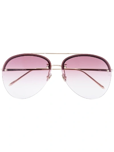 Shop Linda Farrow 18kt Gold-plated Dee Aviator Sunglasses In Brown