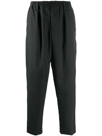 Shop Marni Cropped Tailored Wool Trousers In Grey